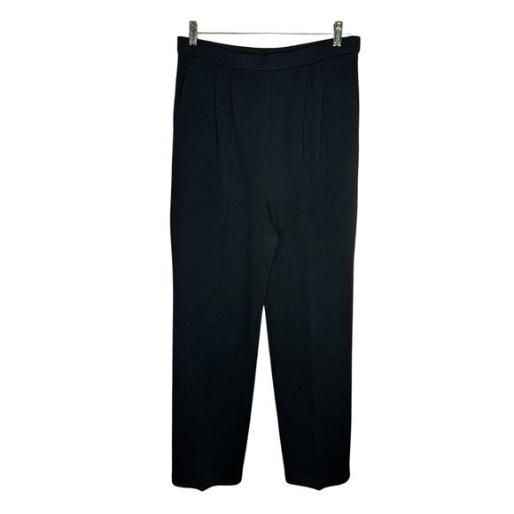 St. John Basics Black Pleated Front Santana Knit Slacks Pants Size 10 - Picture 2 of 8